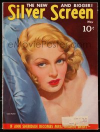 5f1210 SILVER SCREEN magazine May 1941 great cover art of sexy Lana Turner by Marland Stone!