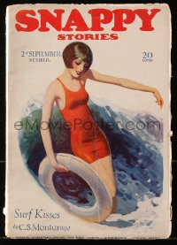 5f0939 SNAPPY STORIES magazine September 2, 1925 great cover art of sexy woman in swimsuit!