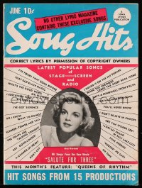 5f0943 SONG HITS magazine June 1943 great cover portrait of Judy Garland, popular music inside!
