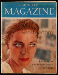 5f0502 STAR WEEKLY Canadian magazine August 13, 1960 Lauren Bacall's not The Widow Bogart anymore!