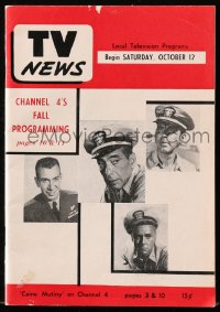 5f0989 TV NEWS magazine October 12, 1963 Humphrey Bogart & Caine Mutiny co-stars on the cover!