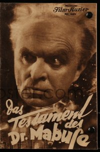 5f0222 TESTAMENT OF DR. MABUSE Austrian program 1933 Fritz Lang's psychotic criminal genius!