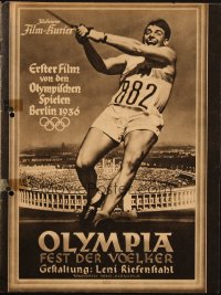 5f0124 OLYMPIAD German program 1938 Part I of Leni Riefenstahl's 1936 Berlin Olympics documentary!