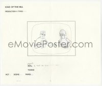 5g0188 KING OF THE HILL animation art 2000s cartoon pencil drawing of Hank reading to Peggy!