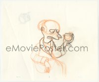 5g0175 SIMPSONS animation art 2000s cartoon pencil drawing of Mr. Burns drinking in his robe!
