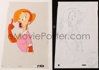5g0153 FISH POLICE group of 2 animation cels & 2 preliminary sketches 1992 cartoon images of Pearl!