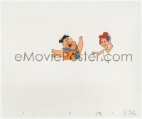 5g0152 WELCH'S animation cel 1980s cartoon art of Fred & Wilma Flintstone with grape juice!