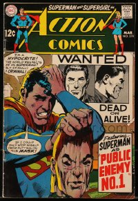 5g0566 ACTION COMICS #374 comic book March 1969 Superman as Public Enemy No. 1, wanted dead or alive!