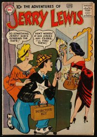 5g0472 JERRY LEWIS #52 comic book May/June 1959 he's watching sexy female thief rob jewels from safe!