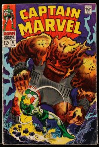 5g0426 CAPTAIN MARVEL #6 comic book October 1968 space-bound super-hero In the Path of Solam!