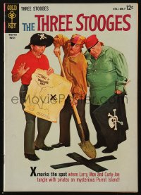 5g0627 THREE STOOGES #16 comic book March 1964 Larry, Moe & Curly-Joe tangle with pirates!