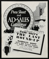 5g1053 LAST ROUND-UP English pressbook 1934 cowboys Randolph Scott & Monte Blue, Zane Grey western!