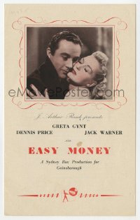5g0241 EASY MONEY English promo brochure 1948 sexy Greta Gynt, Dennis Price, soccer lottery gambling!