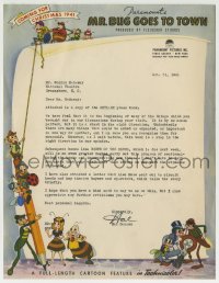 5g0104 MR. BUG GOES TO TOWN letter 1941 full-color stationery advertising the movie's characters!