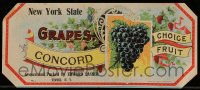 5g0088 NEW YORK STATE CONCORD GRAPES 5x11 crate label 1910s grown & packed in Tivoli, New York!
