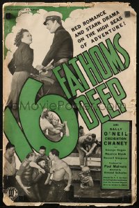 5g0636 16 FATHOMS DEEP pressbook 1934 sponge diver Lon Chaney Jr. as Creighton & Sally O'Neill!