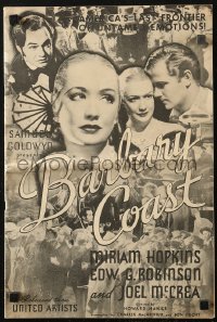 5g0653 BARBARY COAST pressbook 1935 Edward G. Robinson, Miriam Hopkins & Joel McCrea, ultra rare!
