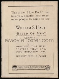5g0676 BREED OF MEN pressbook 1919 William S. Hart gets cheated at gambling & becomes sheriff, rare!