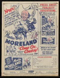 5g1070 COME ON COWBOY press sheet 1948 Toddy, great art of Mantan Moreland on donkey shooting pistols!