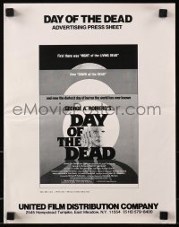 5g0709 DAY OF THE DEAD pressbook 1985 George Romero's Night of the Living Dead zombie horror sequel!