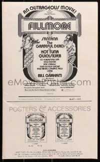 5g0740 FILLMORE pressbook 1972 Grateful Dead, Santana, Hot Tuna, Quicksilver, rock & roll concert!
