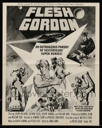 5g0742 FLESH GORDON pressbook 1974 sexy sci-fi spoof, different wacky erotic super hero art!