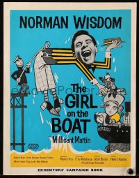 5g0758 GIRL ON THE BOAT English pressbook 1962 cartoon art of Norman Wisdom & Millicent Martin, rare