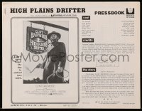 5g0777 HIGH PLAINS DRIFTER pressbook 1973 classic art of Clint Eastwood holding gun & whip!