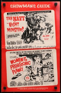 5g0864 NAVY VS NIGHT MONSTERS/WOMEN OF PREHISTORIC PLANET pressbook 1966 horror/sci-fi double-bill!