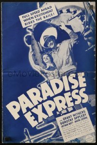 5g0879 PARADISE EXPRESS pressbook 1937 Grant Withers & Dorothy Appleby waving by train, rare!