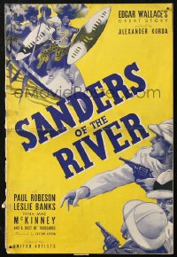5g0928 SANDERS OF THE RIVER pressbook 1935 Paul Robeson in Edgar Wallace's Africa, cool art, rare!
