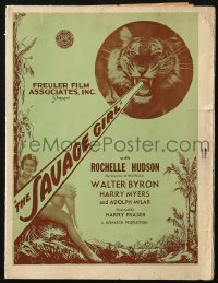 5g0930 SAVAGE GIRL pressbook 1932 sexy African jungle native Rochelle Hudson is wanted by two men!