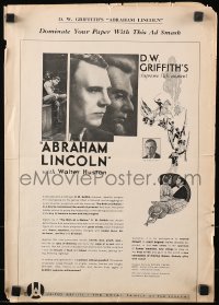 5g1077 ABRAHAM LINCOLN pressbook supplement 1930 Walter Huston as Abe, directed by D.W. Griffith!
