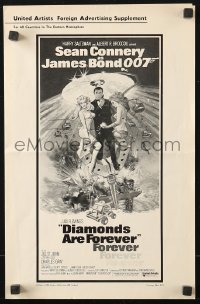 5g1078 DIAMONDS ARE FOREVER int'l pressbook supplement 1971 art of Sean Connery as James Bond 007 by McGinnis!