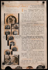 5g1082 MORNING GLORY pressbook supplement 1933 Katharine Hepburn, Adolphe Menjou & Fairbanks Jr.!