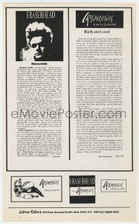 5g1072 ERASERHEAD/ASPARAGUS press sheet 1970s David Lycn cult classic + surreal cartoon shorts!