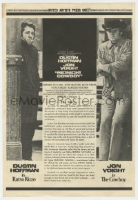 5g1074 MIDNIGHT COWBOY press sheet 1969 Dustin Hoffman, Jon Voight, John Schlesinger classic!