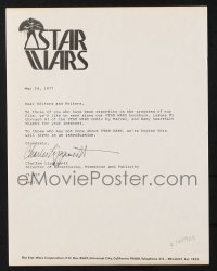5g0019 STAR WARS exhibitor brochure + letter 1977 two old style logos, great content in letter!