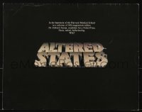 5g0233 ALTERED STATES die-cut promo brochure 1980 Paddy Chayefsky, Ken Russell, sci-fi horror!