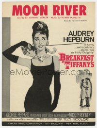 5g0290 BREAKFAST AT TIFFANY'S sheet music 1961 classic art of Audrey Hepburn, Moon River!