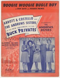 5g0294 BUCK PRIVATES sheet music 1940 Bud Abbott & Lou Costello, Boogie Woogie Bugle Boy