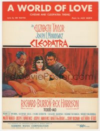 5g0301 CLEOPATRA sheet music 1963 Elizabeth Taylor, Richard Burton, Rex Harrison, A World Of Love!