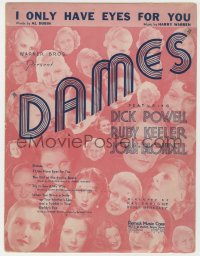 5g0304 DAMES sheet music 1934 Keeler, Powell, Blondell, Busby Berkeley, I Only Have Eyes For You!