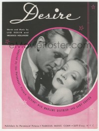 5g0307 DESIRE sheet music 1936 sexy jewel thief Marlene Dietrich & Gary Cooper, the title song!