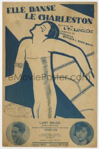 5g0312 ELLE DANSE LE CHARLESTON Belgian sheet music 1927 by L Th. Langlois, great cover art!