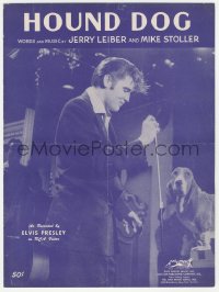5g0313 ELVIS PRESLEY sheet music 1956 great image performing on stage with a real Hound Dog