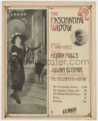 5g0315 FASCINATING WIDOW sheet music 1911 as sung by legendary cross dresser Julian Eltinge!