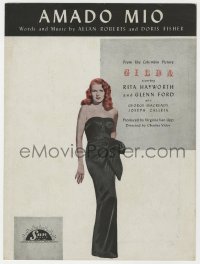 5g0320 GILDA sheet music 1946 sexy Rita Hayworth full-length in sheath dress, Amado Mio!