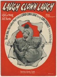 5g0336 LAUGH CLOWN LAUGH sheet music 1928 great image of Lon Chaney in clown makeup, the title song!