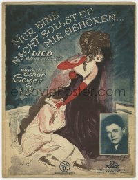5g0350 NUR EINE NACHT SOLLST DU MIR GEHOREN Austrian sheet music 1920 sexy cover art w/inset photo!